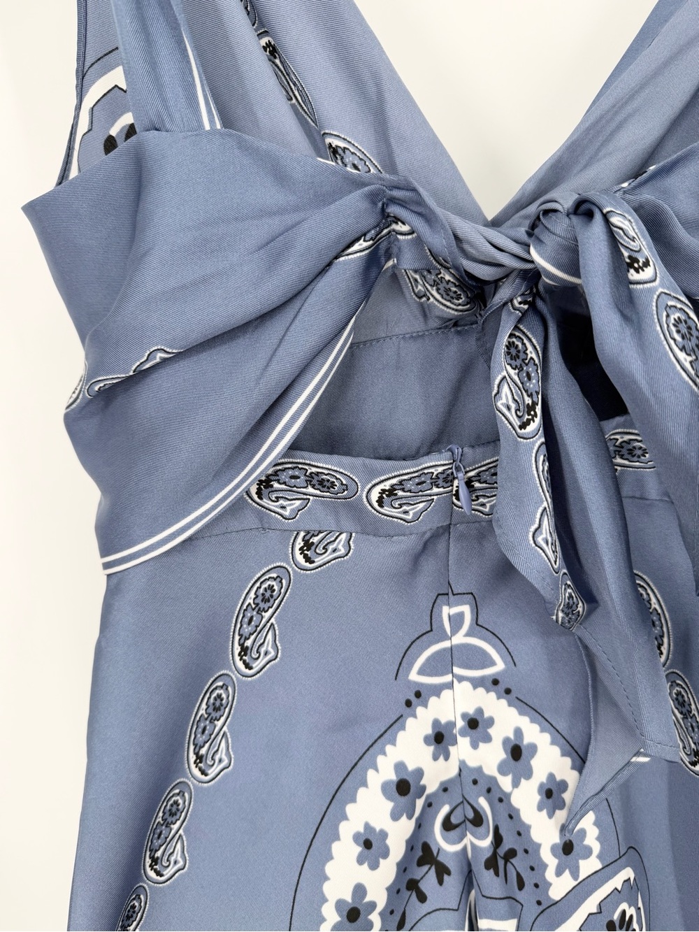 Caroline Constas Blue Paisley Print Twist Front Satin Maxi Dress - Picture 11 of 15